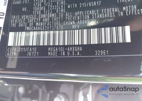 2025 Toyota Corolla Cross Le from USA, damaged, VIN 7MUCAAAGXSV137870